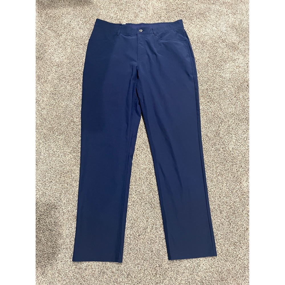Rhoback Mens Performance Golf Pants Navy Blue 5-Pocket Stretch Trousers 36x32